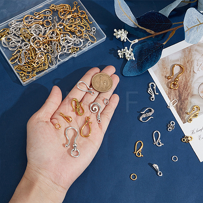 60Bags 13 Styles Tibetan Style Hook and Eye Clasps FIND-SP0006-16-1
