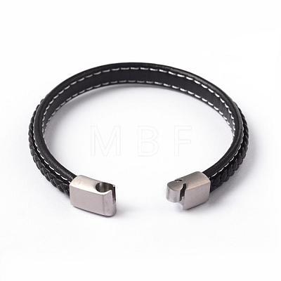 Imitation Leather Braided Cord Bracelets BJEW-E293-04P-1