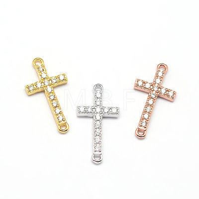 Latin Sideways Cross Brass Micro Pave Cubic Zirconia Links ZIRC-E010-04-1