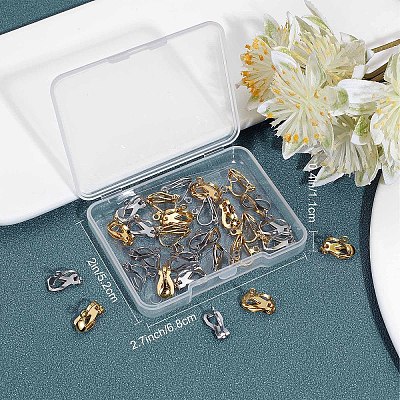 40Pcs 2 Colors 304 Stainless Steel Clip-on Earring Findings STAS-SC0004-26-1