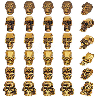 30Pcs 6 Styles Tibetan Style Alloy European Beads MPDL-PH0001-18AG-1