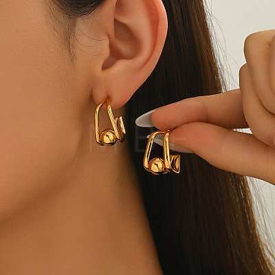 Square with Round Stainless Steel Stud Earrings CE7913-1