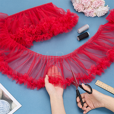 2 Yards Polyester Ruffled Trimming DIY-PH0038-24A-1