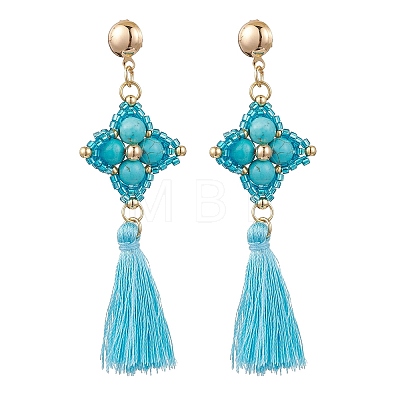 Synthetic Turquoise Stud Earrings EJEW-MZ00282-04-1