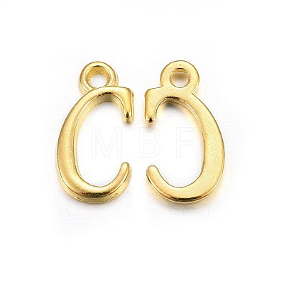 Golden Plated Alloy Letter Pendants PALLOY-J718-01G-C-1