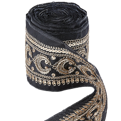 5Yards Vintage Jacquard Polyester Ribbon SRIB-CY0001-44-1