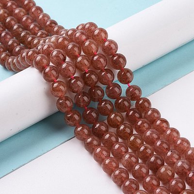 Natural Strawberry Quartz Beads Strands G-R435-03-8mm-1