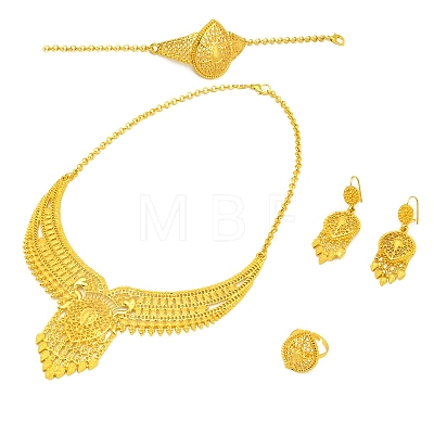 Alloy Pendant Necklaces & Stud Dangle Earrings & Rings & Link Bracelets Sets WG80561-01-1