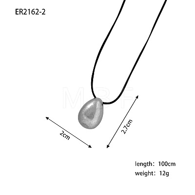 Alloy Teardrop Pendant Adjustable Black Waxed Cord Necklaces WGBB1F9-02-1
