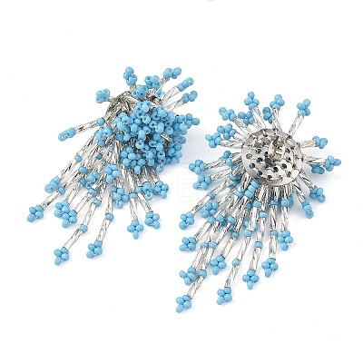 Glass Seed Beads Stud Earrings for Women EJEW-MZ00760-1