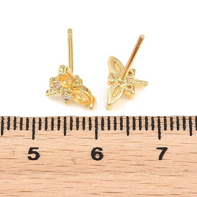 Brass Micro Pave Cubic Zirconia Stud Earrings for Women KK-A305-08G-07-1