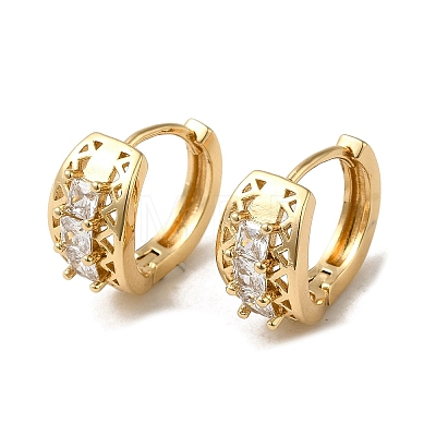 Brass Micro Pave Cubic Zirconia Hoop Earring EJEW-L271-19KCG-06-1