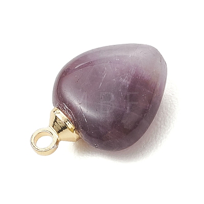 Natural Amethyst & Flower Amazonite & Lapis Lazuli & Rose Quartz Heart Charms PALLOY-JF04889-02-1