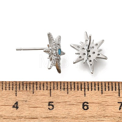 Star Brass Micro Pave Cubic Zirconia Ear Studs EJEW-D304-36P-1