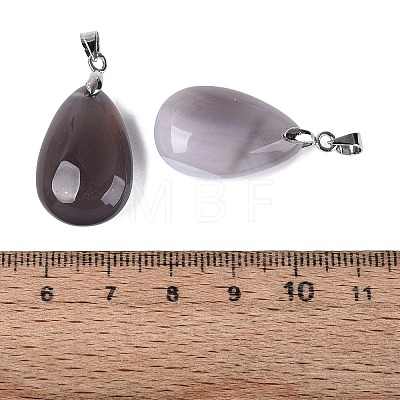 Natural Grey Agate Pendants G-N362-03P-05-1