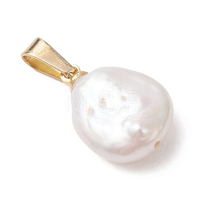 Natural Keshi Pearl Pendants with 304 Stainless Steel Snap on Bails PALLOY-JF05102-1