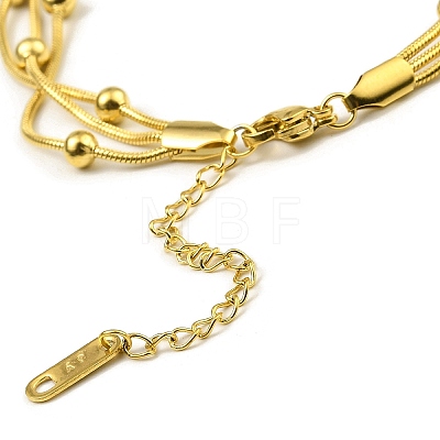 304 Stainless Steel Satellite Chains Triple Layer Multi-strand Bracelet for Women BJEW-M040-01G-1