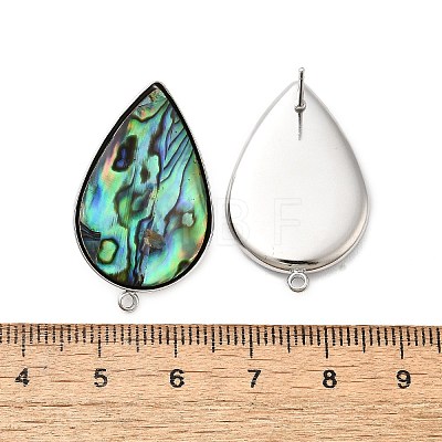 304 Stainless Steel Pave Natural Paua Shell Stud Earring Findings STAS-Z125-06P-1