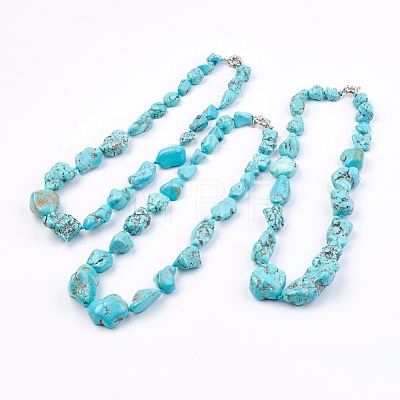 Natural Howlite Graduated Beaded Necklaces NJEW-P209-84B-1