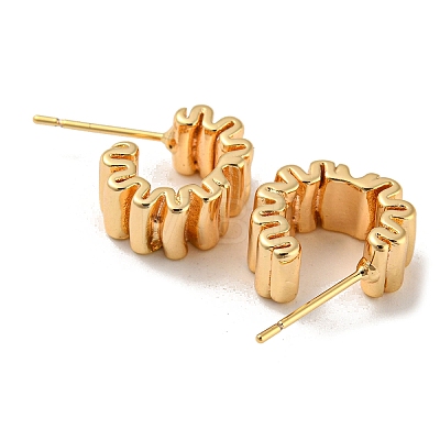 Brass Stud Earrings EJEW-R158-01G-1