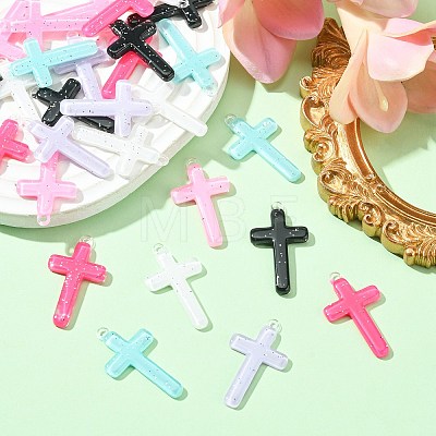 30Pcs 6 Colors Religion Opaque Resin Pendants RESI-CJ0003-46-1