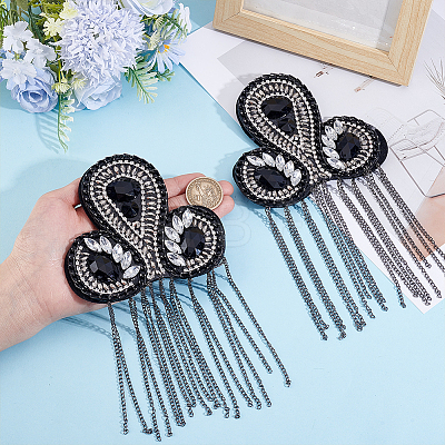 2Pcs Iron Tassel Chain Shoulder Epaulettes DIY-HY0003-61-1
