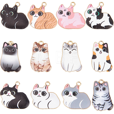 24Pcs 12 Style Alloy Enamel Pendants ENAM-SC0003-53-1