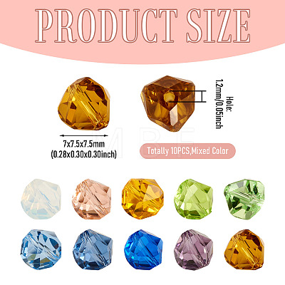 10Pcs Glass Imitation Austrian Crystal Beads GLAA-TADJ0001-11-1