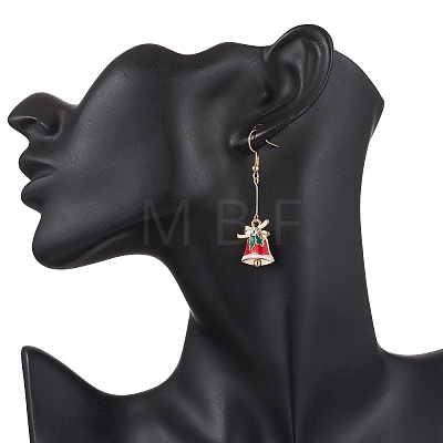 Christmas Bell Alloy Enamel Pendant Necklace & Dangle Earrings Sets SJEW-JS01344-1