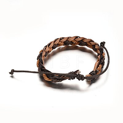 Adjustable Braided Leather Cord Bracelets BJEW-M169-17-1