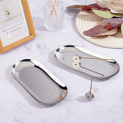 2Pcs Stainless Steel Oval Jewelry Storage Trays for Rings AJEW-ME0004-11-1