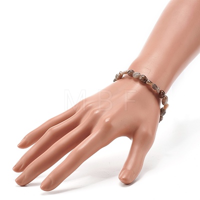 Natural Black Sunstone Nuggets Beads Stretch Bracelet for Her BJEW-JB06951-03-1