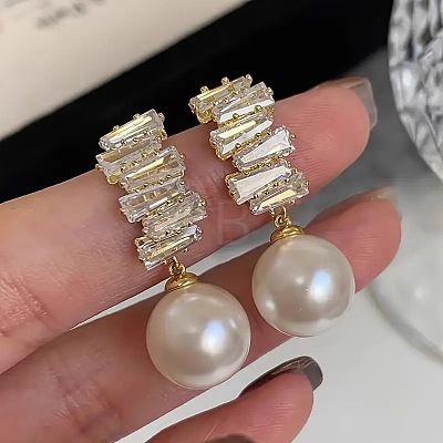 Round Alloy Crystal Rhinestone Dangle Stud Earrings FS-WGBAD05-01-1
