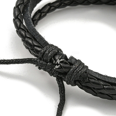 Braided PU Leather & Waxed Cords Triple Layer Multi-strand Bracelets BJEW-P329-10AS-1