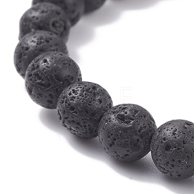Natural Lava Rock Beaded Stretch Bracelet BJEW-TA00094-1