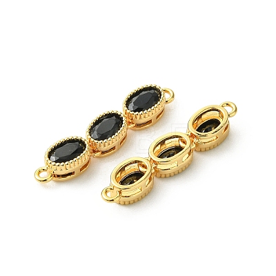 SHEGRACE Brass Pave Black Cubic Zirconia Triple Oval Links Connector Charms XGRQ3P540-645G-1