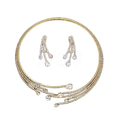 Alloy & Rhinestone Teardrop Earrings & Multi Layer Necklaces Sets for Women WG6BF78-02-1