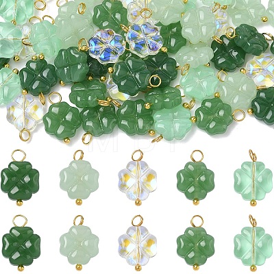 50Pcs 5 Style Glass Pendants PALLOY-YW00141-1
