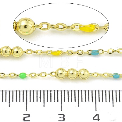 Brass Enamel Round Beaded Link Chain CHC-G022-07G-13-1