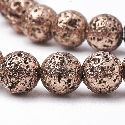 Electroplated Natural Lava Rock Beads Strands G-T098-01A-06-1