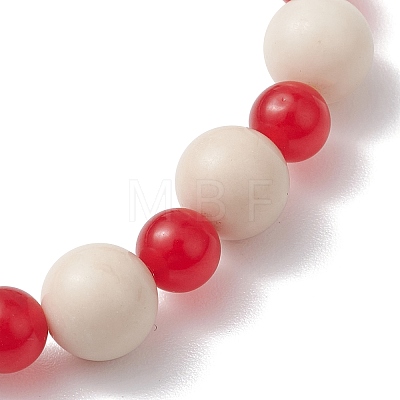 Natural Fossil & Dyed Malaysia Jade Round Beaded Stretch Bracelets for Women BJEW-JB10824-1