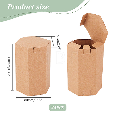 Hexagon Kraft Paper Handmade Soap Gift Storage Boxes AJEW-WH0166-25-1