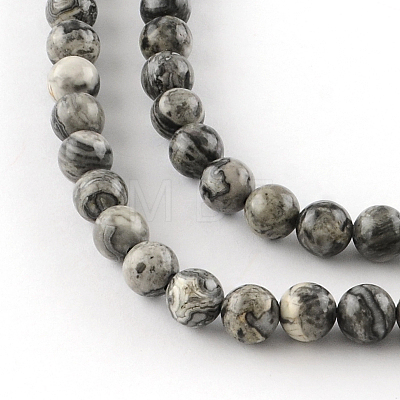 Natural Map Stone/Picasso Stone/Picasso Jasper Beads Strands G-S188-8mm-1