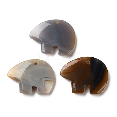 Natural Grey Agate Pendants G-T144-08H-1