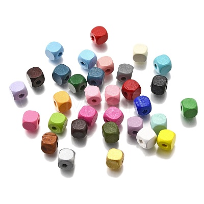 Spray Painted Wooden Beads WOOD-P021-01C-M-1