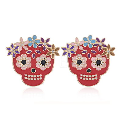 Halloween Skull Alloy Enamel Stud Earrings RR3201-2-1