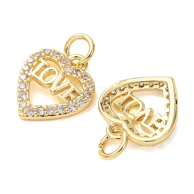 Valentine's Day Brass Micro Pave Clear Cubic Zirconia Charms CU-E003-17G-D-1