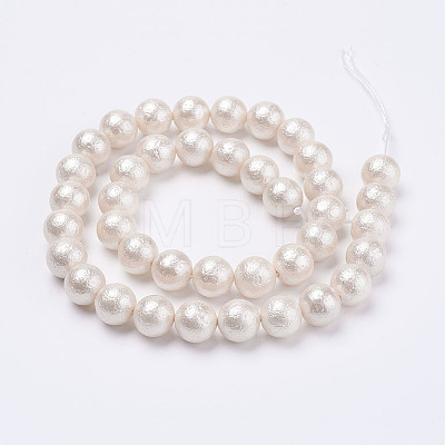 Wrinkle Textured Shell Pearl Beads Strands X-BSHE-F013-02-10mm-1