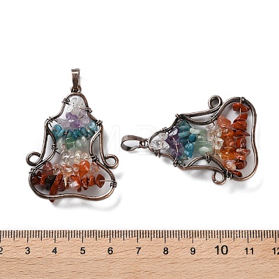 Chakra Theme Chip Gemstone Pendants G-F777-03R-1