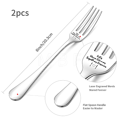 Globleland Word Pattern 304 Stainless Steel Fork AJEW-GL0001-17L-1